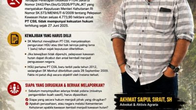 Akhmat Saipul Sirait, SH: Penegakan Hukum Tidak Boleh Hanya Menyasar Masyarakat, Legalitas PT CSIL dan Kedudukan Korban Harus Diuji Terlebih Dahulu
